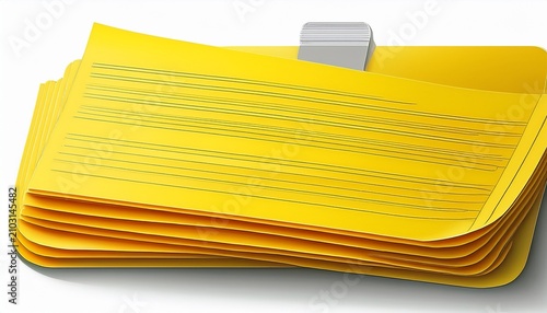 Yellow Lined Index Card Isolated On White