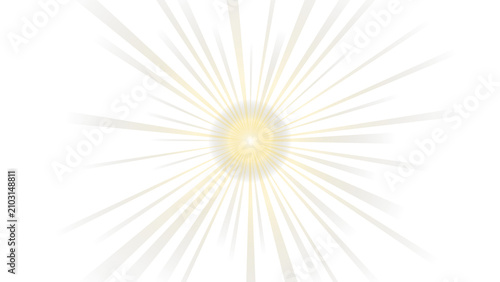 Warm golden light burst with elegant radial rays on white background
