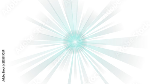 Radiant teal light burst with soft radial rays on white background