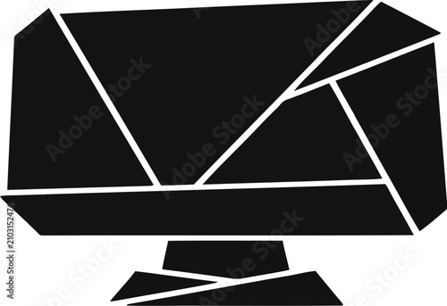 Origami style computer monitor silhouette