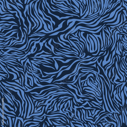 Modern Navy Blue Abstract Botanical Seamless Pattern for Textile, Fabric and Wallpaper