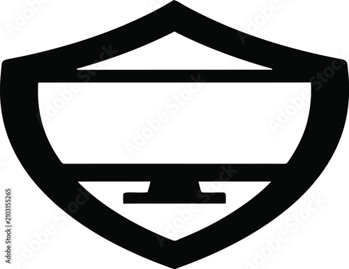 Shield merged with monitor screen icon