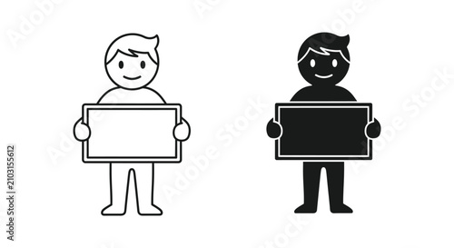 Black and white stick figure teaching with pointer