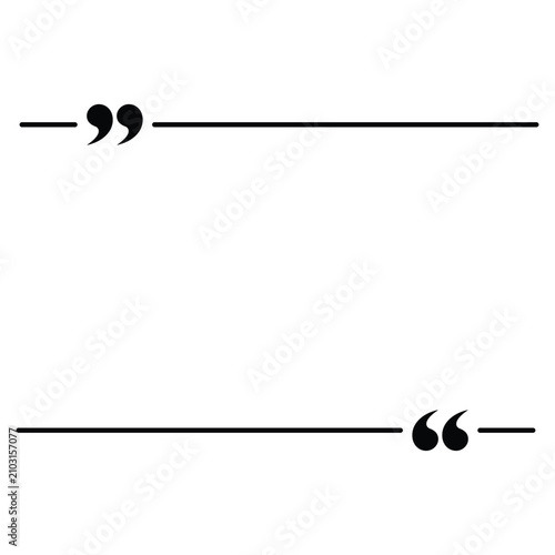 Minimal typography quote divider – Premium vector divider combining quotation marks with clean horizontal lines, perfect for editorial design, blockquotes, books, and creative templates