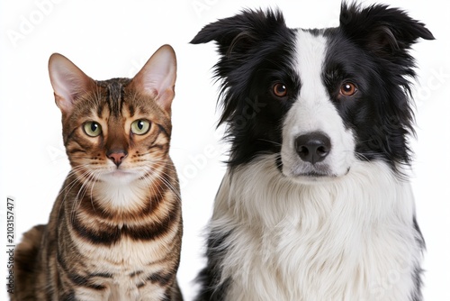 The Cat and Dog Portrait: A Charming Studio Duo Against White Background