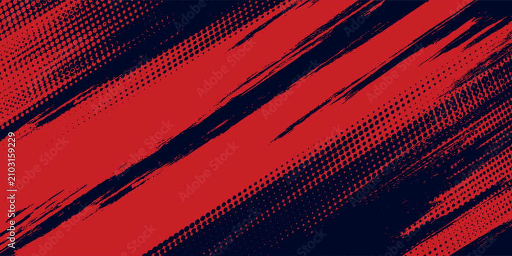 Fototapeta premium Halftone dots red and blue color pattern gradient grunge texture background. Dot pop art comic sport style vector illustration. grunge vector dots. eps10