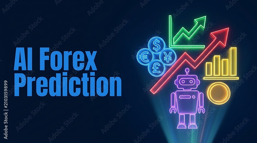Fototapeta premium AI forex trading prediction with holographic chart analysis. Futuristic financial data visualization for algorithmic stock market insights.