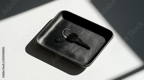 Key tray with keys, minimalistic and modern design.
