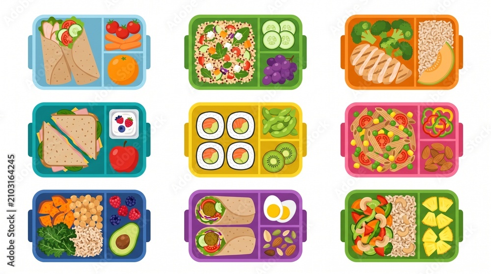 Fototapeta premium Back to School Bento Boxes Filled With Healthy and Delicious Lunch Options For Kids