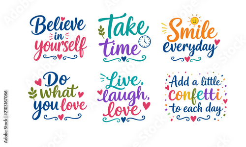 Cuadro en lienzo Colorful motivational quotes with handwritten calligraphy for positive daily aff