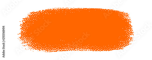 Grunge brush stroke designed with orange texture paint shape. Abstract rough watercolor ink smear splash element isolated on white background for creative banner design decoration clip art