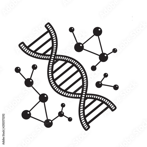 Dna Structure Illustration Black And White Vector Graphic