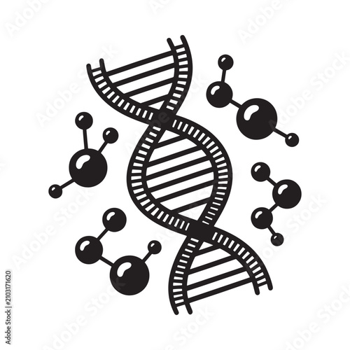 Dna Double Helix And Molecular Structures Black Silhouette Illustration