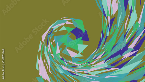 Foto Abstract motion swirl composed of numerous sharp shards and geometric triangles in chaotic flow for dynamic modern artistic background design