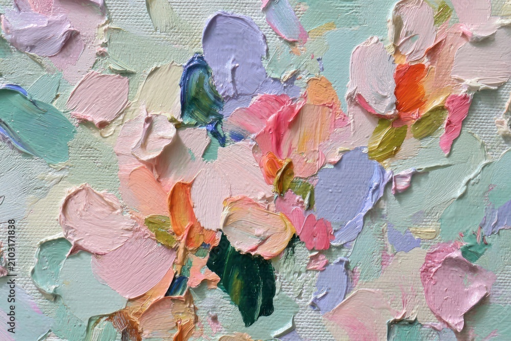 Obraz premium Abstract pastel floral texture with painterly impasto petals