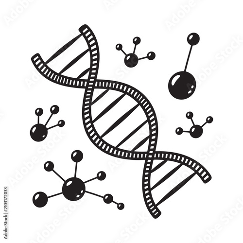 Dna Double Helix And Molecular Structures Black Silhouette Illustration