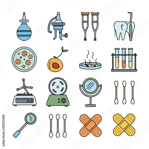 Medical and laboratory equipment icons