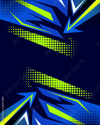 Foto Abstract blue and white racing vector template featuring a grunge background tex