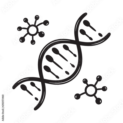 Dna Double Helix And Molecular Structures Black Silhouette Illustration