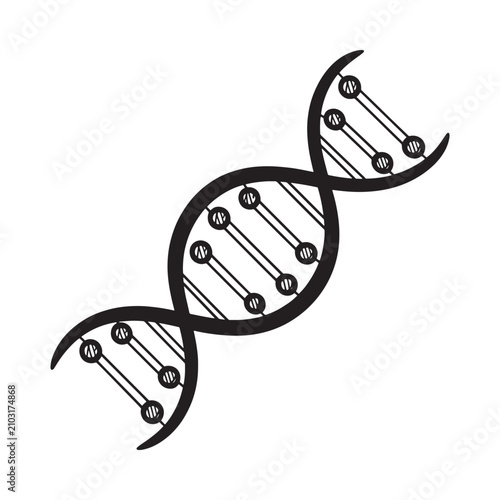 Dna Double Helix Silhouette Black And White Vector Illustration