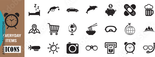 Canvas Print Diverse everyday items vector set