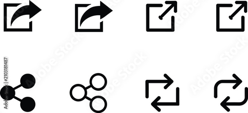 Foto Set of black share and refresh icons on a white background Keywords: share icon,