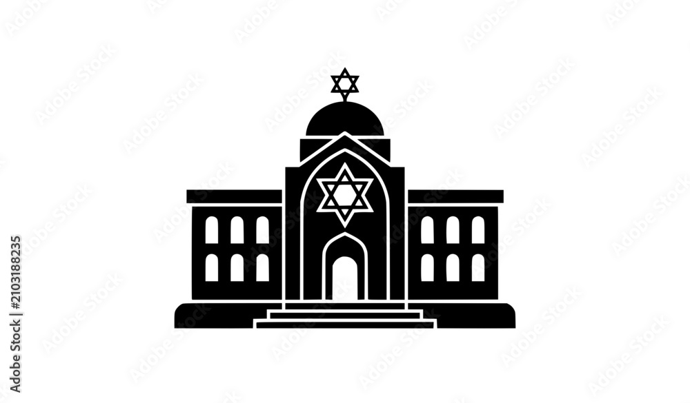 Fototapeta premium Modern Synagogue Icon Black Jewish Vector Design