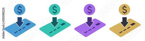payment card deposit money transfer set icon on transparent background