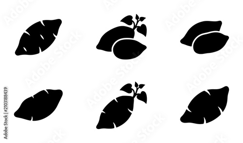 Sweet Potato Icons, Root Vegetable Vector Graphics, Healthy Food Symbols, Organic Ingredient Illustrations