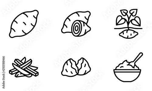 Canvastavla Sweet Potato Icons, Root Vegetable Vector Graphics, Healthy Food Illustrations,