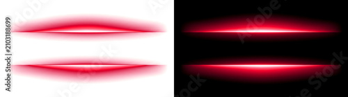 Konstfotografi Red light beams glowing horizontally in sleek elongated streaks on a black backg
