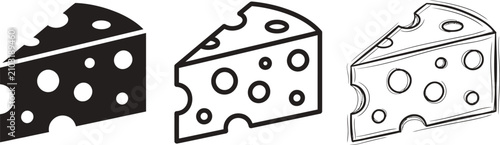 Quadro su tela Swiss cheese wedge icon set featuring different graphic variations like solid si