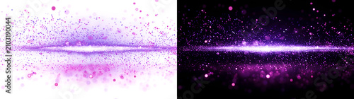 Glitter Horizon shimmering purple particles scattered across a bright reflective line for festive designs in PNG, Transparent and Black Background Versions