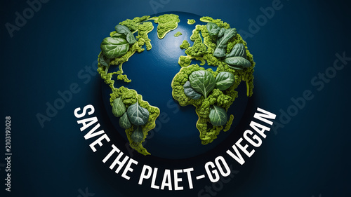 Save the Planet Go Vegan Earth Leaf Poster Design