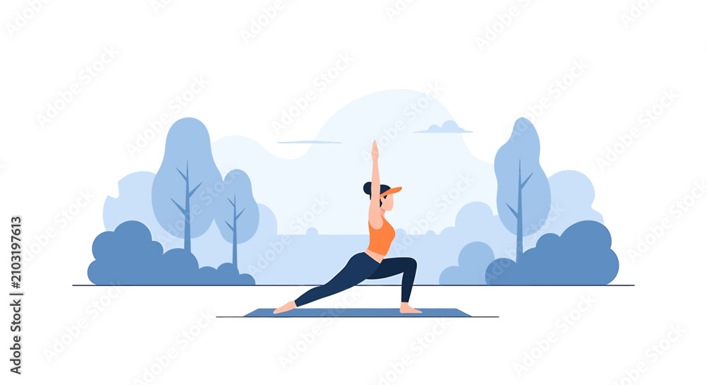 Fototapeta premium Woman doing yoga in warrior pose.
