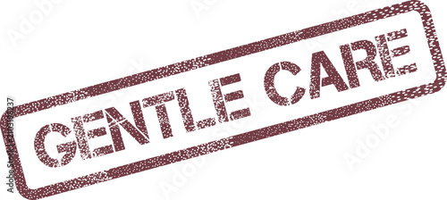 Tableau sur toile Authentic brown GENTLE CARE rubber stamp indicating careful handling and tender