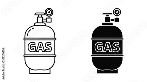 Canvastavla Gas cylinder icon set featuring industrial fuel storage containers in minimalist