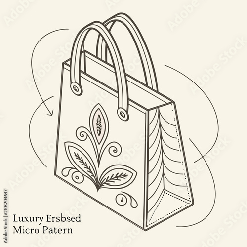 Quadro su tela Luxury shopping bag with floral design and handle high end shopping spree floral