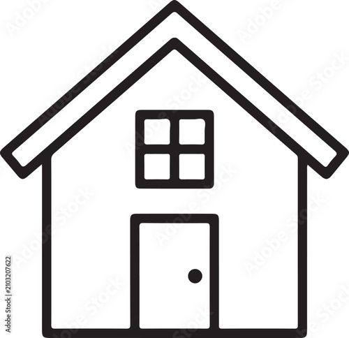 Simple house icon with door and window
