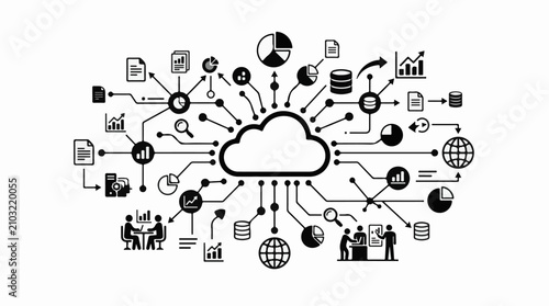 Cloud network with data analytics global connections and human interaction