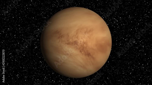 Realistic Venus Planet Rotation with Star Field Background