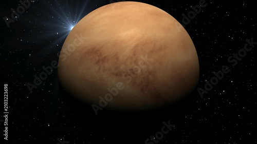 Planet Venus in deep space. Realistic 3D render of the solar system planet.