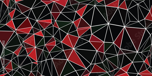 Valokuva Abstract geometric low poly background, red and black polygonal mesh vector, dar
