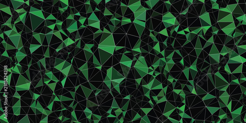 Fotografi Abstract low poly background, green geometric triangle pattern, dark emerald cry