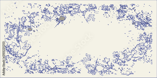 Abstract Blue Floral Grunge Frame Background with Winter Snowflakes Christmas Border Decoration for Holiday Card Design and Festive Wallpaper Vector Illustration
