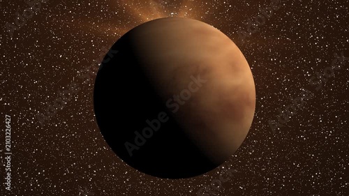 Half Lit Venus Planet Rotating in Space 3D Render