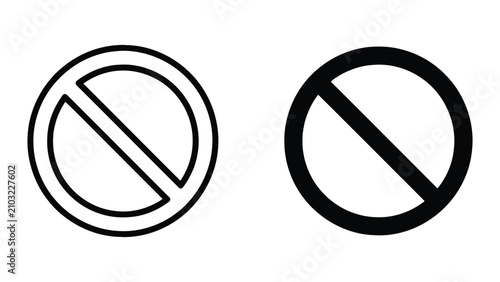 Photos Prohibited sign icons featuring a circular outline and solid black style for res