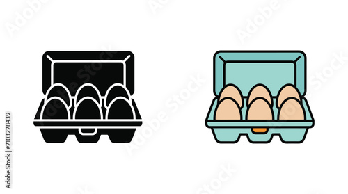 Egg carton with eggs flat vector illustration silhouette