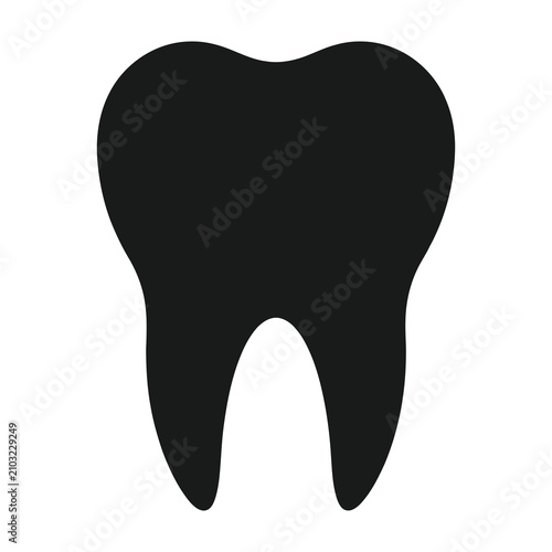 Tableau sur toile Black silhouette of a molar tooth on white background