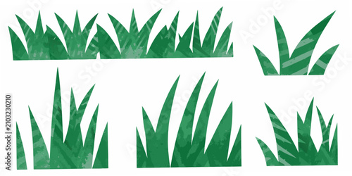 Foto Green grass silhouettes on a white background vector illustration
